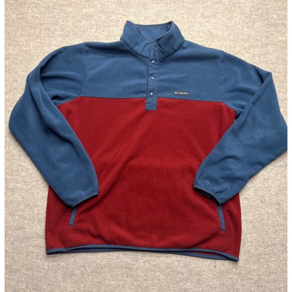Columbia Other - Columbia Red & Blue Color Block Long Sleeve Fleece Pullover Size Large